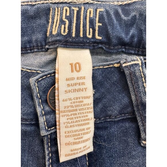NWT Justice Jeans Girls 10 Super Skinny Distressed Mid Rise Soft Stretch Kids - Picture 2 of 10